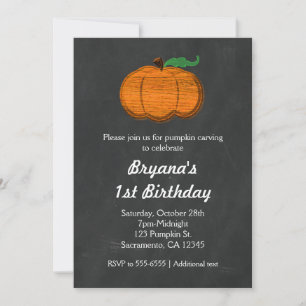 Orange Pumpkin Chalkboard Halloween Einladungen