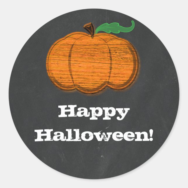 Orange Pumpkin Chalkboard Halloween Gefallen Runder Aufkleber (Vorderseite)