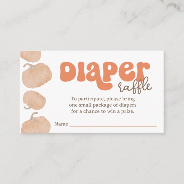 Orange Pumpkin Diaper Raffle Baby Duschkarte Begleitkarte (Vorderseite)