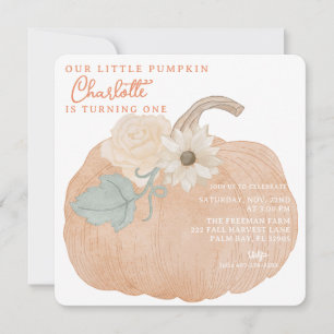 Orange Pumpkin Einladung zum ersten Geburtstag