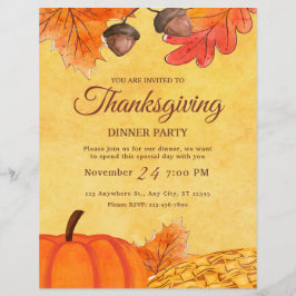 Orange Pumpkin Erntedank Dinner Party Printable Flyer