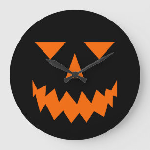 Orange Pumpkin Face Clock Große Wanduhr
