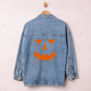 Orange Pumpkin Face Denim Jacket Jeansjacke