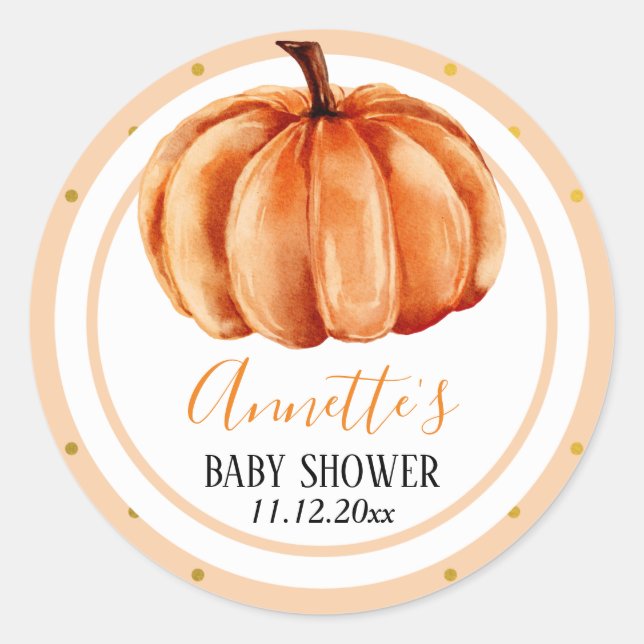 Orange Pumpkin Fall Baby Dusche Vielen Dank Runder Aufkleber (Vorderseite)