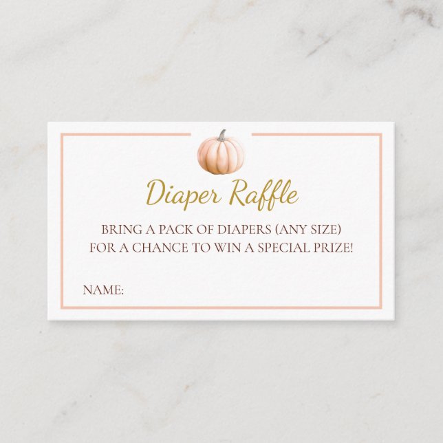 Orange Pumpkin Fall Baby Shower Diaper Raffle Card Begleitkarte (Vorderseite)