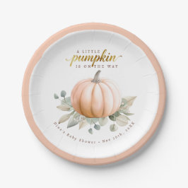 Orange Pumpkin Fall Baby Shower Paper Plates Pappteller