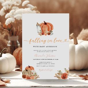 Orange Pumpkin Falling in Liebe Fall Babydusche Einladung