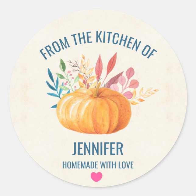 Orange Pumpkin from the Kitchen of the Runder Aufkleber (Vorderseite)