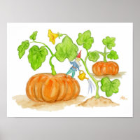 Orange Pumpkin Gnome Art Print