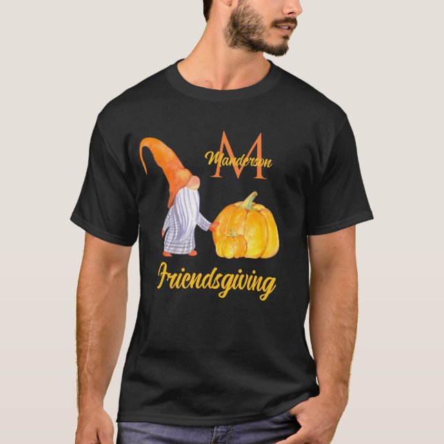 Orange Pumpkin Gnomes Friendsgiving T-Shirt (Vorderseite)
