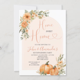 Orange Pumpkin Greenery Floral Housewarming Party Einladung