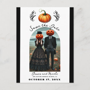 Orange Pumpkin Halloween Fall Foto Save the Date Ankündigungspostkarte