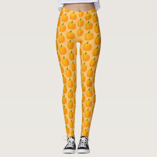 Orange Pumpkin Halloween Pattern Leggings (Vorderseite)