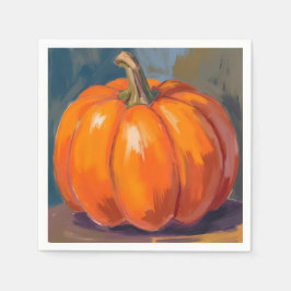 Orange Pumpkin Halloween Thanksgiving Watercolor Serviette