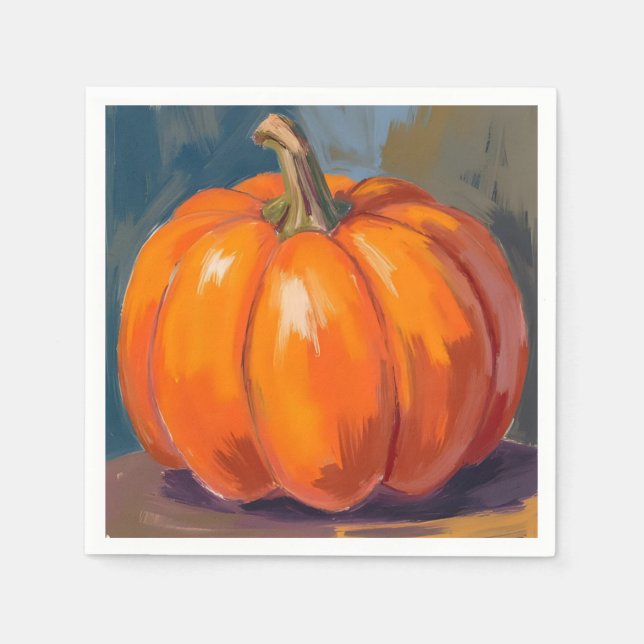 Orange Pumpkin Halloween Thanksgiving Watercolor Serviette (Vorderseite)