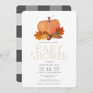 Orange Pumpkin Herbstlaubs Virtual Baby Dusche Einladung
