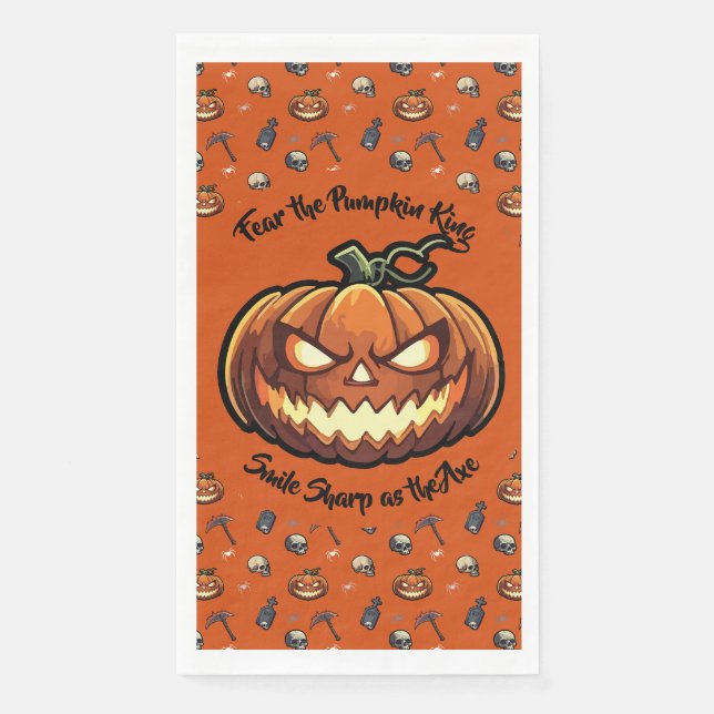 🎃 Orange Pumpkin King Halloween Napkin 🧡 Serviette (Vorderseite)