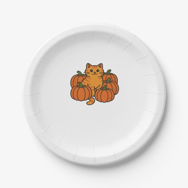 Orange Pumpkin Kitty Cat Magic Oversifizierter T - Pappteller (Vorderseite)