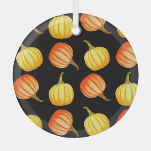 Orange Pumpkin: Nahtloses Wasserfarbmuster. Ornament Aus Glas