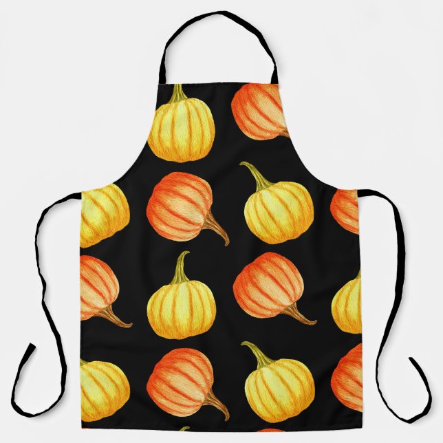 Orange Pumpkin: Nahtloses Wasserfarbmuster. Schürze (Vorderseite)