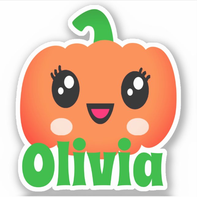 Orange Pumpkin Name Sticker (Vorderseite)