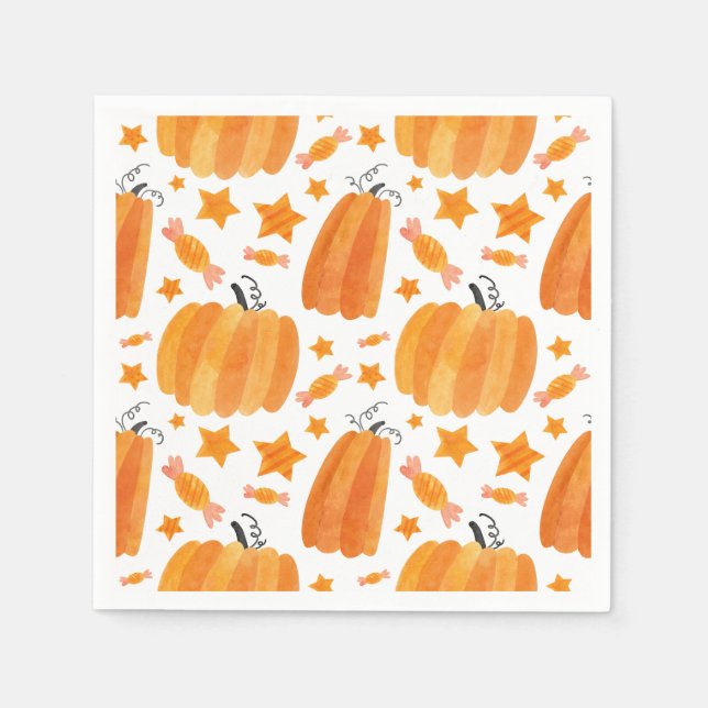 Orange Pumpkin Pattern Party Napkin Serviette (Vorderseite)