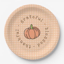 Orange Pumpkin Polka Dot Erntedank Dinner Pappteller