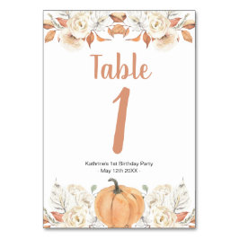 Orange Pumpkin Rustic Floral Geburtstags-Tischnumm Tischnummer