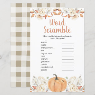 Orange Pumpkin Rustic Floral Word Scramble