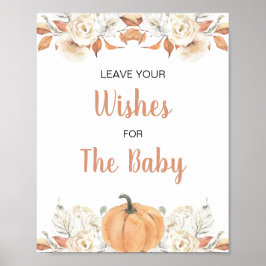 Orange Pumpkin Rustikale Blumenwünsche zum Baby-Ze Poster