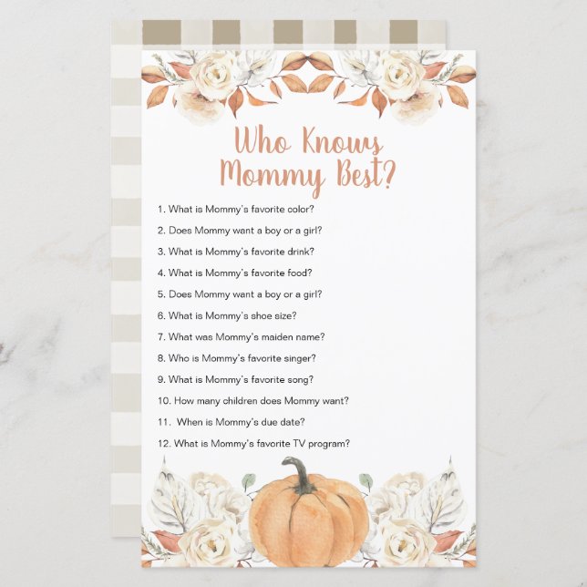 Orange Pumpkin rustikale Flora, die Mommy am beste (Vorne/Hinten)