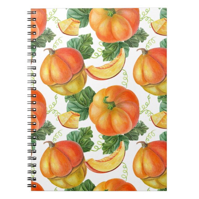 Orange Pumpkin: Sommer-Herbst Gemüsemuster. Notizblock (Vorderseite)