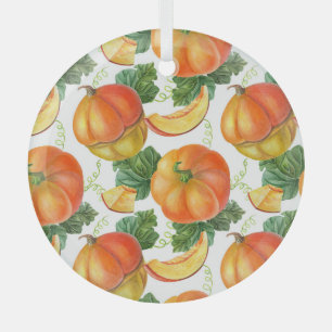 Orange Pumpkin: Sommer-Herbst Gemüsemuster. Ornament Aus Glas
