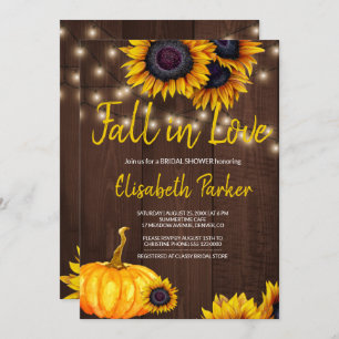 Orange Pumpkin Sunflowers Barn Wood Brautparty Einladung