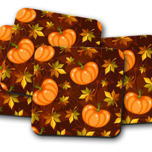 Orange Pumpkin Verlassen Herbst Cork Drink Unters Getränkeuntersetzer