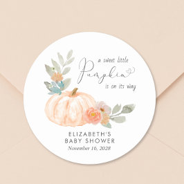 Orange Pumpkin Watercolor Babydusche Runder Aufkleber