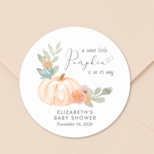 Orange Pumpkin Watercolor Babydusche Runder Aufkleber