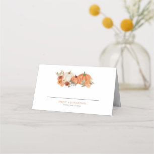 Orange Pumpkins Autumn Florals Names Date Wedding Platzkarte