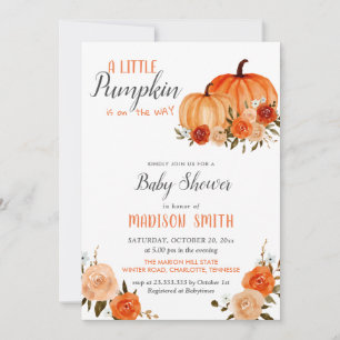Orange Pumpkins Herbst   Babydusche Einladung