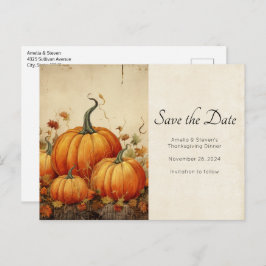 Orange Pumpkins Rustikaler Erntedank Herbst Ankündigungspostkarte