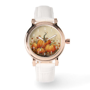 Orange Pumpkins Rustikaler Herbst Armbanduhr
