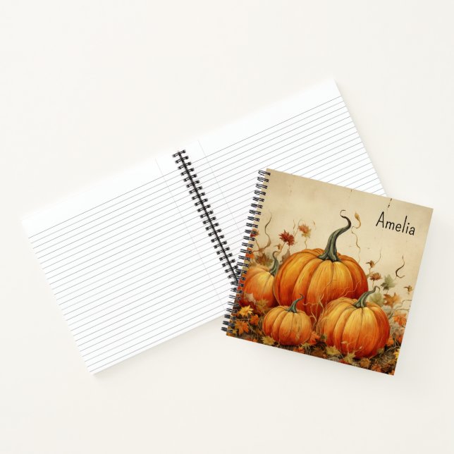 Orange Pumpkins Rustikaler Herbst Notizbuch (Innenseite)