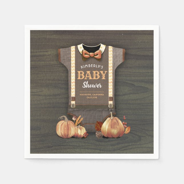 Orange Pumpkins und Bodysuit Fall Baby Dusche Serviette (Vorderseite)