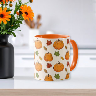 Orange Pumpkins und Herbstleaves Muster Tasse
