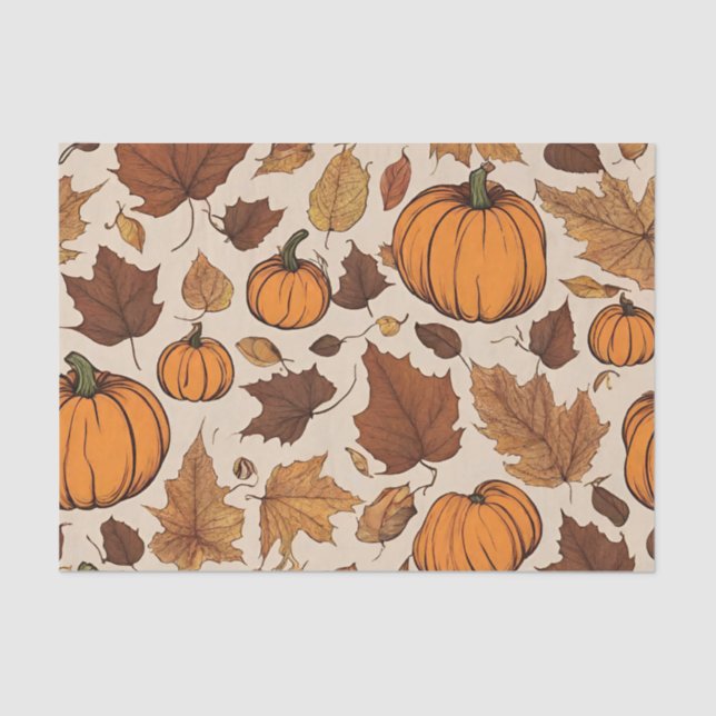 Orange Pumpkins und Herbstleaves Seidenpapier (Vorderseite)