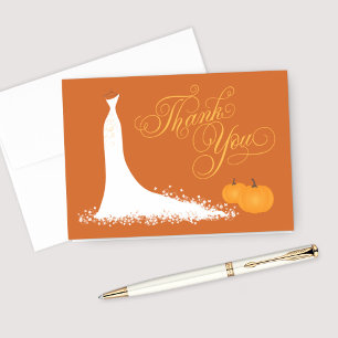 Orange Pumpkins Wedding Gown Fall Brautparty Dankeskarte