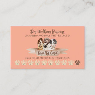 Orange Punch Dog Walker Loyalty Discount Paw Visitenkarte