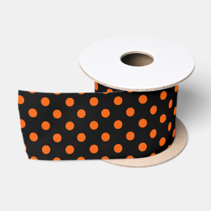 Orange Punkte auf schwarzem Hintergrund Halloween Satinband