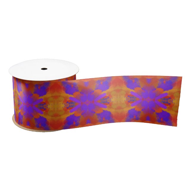Orange Purple And Red Abstract Graphic Art Design Satinband (Spule)