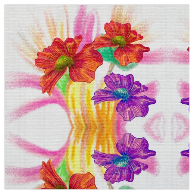 Orange PurpleFloral Stoff (Muster)